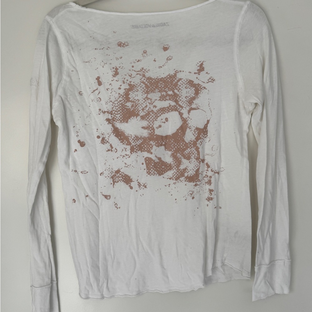 Zadig & Voltaire Cream V-Neck Blouse - Picture 2 of 2